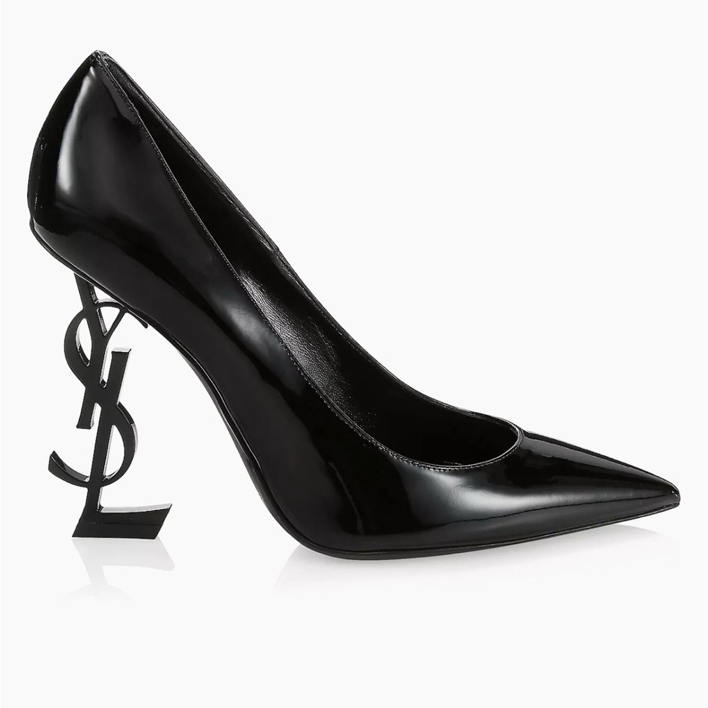 YSL Saint Laurent Opyum 110 Point Toe Leather Pumps Heels Black EU 37/US 6 or 7